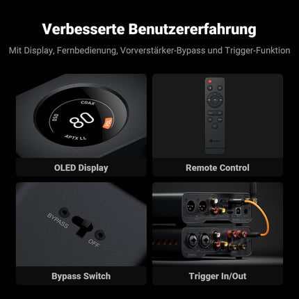 Fosi Audio ZD3 lauaarvuti DAC eelvõimendi, täielikult tasakaalustatud DA konverter ES9039Q2M-iga koduse stereo võimendi jaoks, TV HDMI ARC/Bluetooth/USB/optilised/koaksiaalsisendid, XLR/RCA väljundid koos kaugjuhtimispuldiga