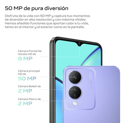 vivo Y17s smartphone, 4GB RAM + 128GB ROM, 50MP triple camera, 5000mAh battery, 6.56" HD+ display, high brightness, IP54, slim body 2.5D, Android 13