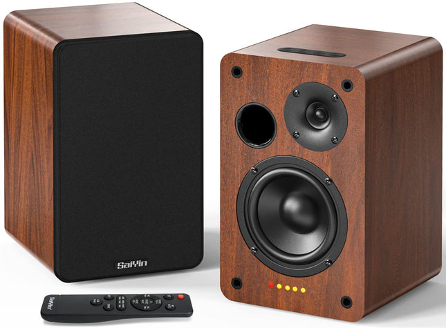Saiyin Bluetooth-raamaturiiul, 40 W x 2 aktiivkõlarit telerile 4-tollise bassikõlariga, plaadimängija kõlarid optilise/AUX-sisendiga/subwoofer Line Out arvuti ja telerite jaoks