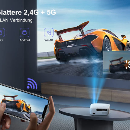 Projektor【6D automaatne trapetsikorrektsioon】 25000 luumenit WiFi Bluetooth Full HD 1080P projektor 4K toega, 50% suum 300 '' LED kodukino videoprojektor, Fire Sticki/PS5/sülearvuti/mobiiltelefoni projektor