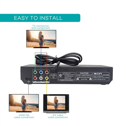 KCR DVD-mängija telerile, DVD/CD/MP3 USB-pordi, HDMI- ja AV-väljundiga (HDMI- ja AV-kaablid kaasas), kaugjuhtimispult