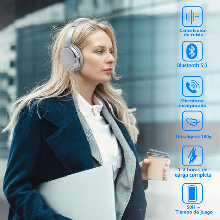 Srhythm NC35 aktiivse mürasummutusega kõrvaklapid, kokkupandavad, juhtmevabad, Bluetooth 5.0, kõrvapealsed USB-C kiirlaadimisega, mikrofon, kõned, 50+ tundi ühilduv iOS-i, Androidi, TV ja arvutiga (uuendatud)