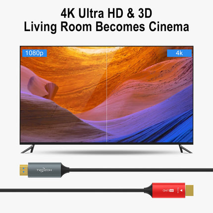 Twozoh HDMI fiiberoptiline kaabel 50M, HDMI optiline kaabel 2.0 4K/60Hz 18Gbps kiire UHD fiiberoptiline HDMI kaabel