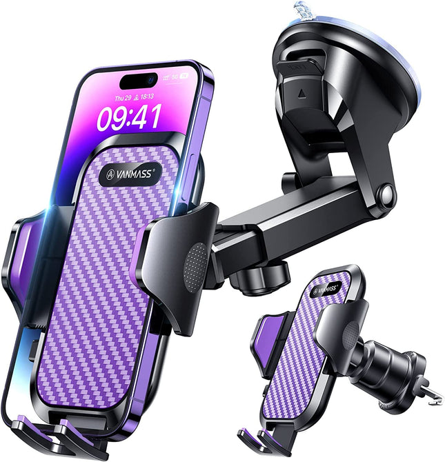 VANMASS autotelefoni hoidik 2025 uuendatud iminapaga ja õhutusava konksuga 4-ühes autotelefoni kinnitus, sõjaväeklassi nutitelefoni hoidik esiklaasile iPhone 16 15 14 13 Pro Max Samsung jne jaoks.