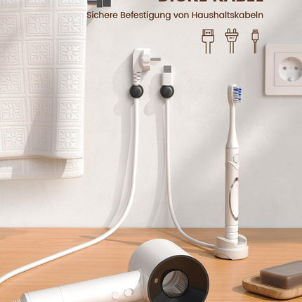 Lamicall isekleepuv kaablihoidik, 6 kaabliklambrit, kaablihoidik - [täiustatud 360° pööratav] vedrukaabliklambrid, [1S klamber] lauakaabliklambrid HDMI jaoks, kaablikorraldaja lauale/autosse/seinale