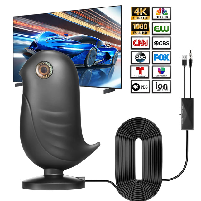 2024 2025 DVB-T/DVB T2 antenn võimendiga, HDTV siseantenn telerile, leviala üle 650+ miili, 2K ja 4K nutiteleritele, kohalikele kanalitele ja signaalivõimendile 18-jalase kaabliga