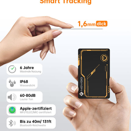 NOVOO Air Tag Card rahakoti jälgimiskaart, mis ühildub Apple Find My (ainult iOS) Bluetooth-jälgija pagasi, võtmeleidja, võtmete, kohvrite, passide nutimärgiste jaoks, 6-aastane aku tööiga