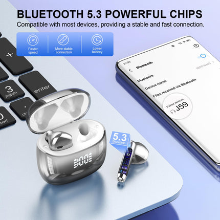 Bluetooth-kõrvaklapid, juhtmevabad Bluetooth 5.3 kõrvasisesed kõrvaklapid 4 ENC-mikrofoniga, HiFi-stereo, 40H juhtmevabad kõrvaklapid, sügava bassiga juhtmevabad kõrvaklapid, LED-ekraan, IP7 veekindlad kõrvaklapid, mustad