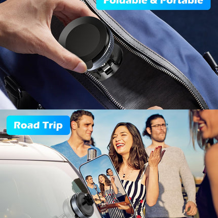ALAFLY magnetiline autokinnitus iminapaga [360° pööratav ja kokkupandav], metallist autokinnitus, mis ühildub MagSafe iPhone'iga, esiklaasile/klaasile/mis tahes siledale pinnale, must