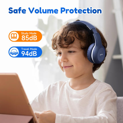 EarFun Bluetooth kõrvaklapid lastele [2 tk pakis], 85/94dB helitugevuse reguleerimine, HiFi heli, HD mikrofon, 40 tundi aku kestvust, kokkupandavad, reguleeritavad, juhtmevabad kõrvaklapid kooli/reisimiseks/arvuti jaoks, jagamisjaoturiga