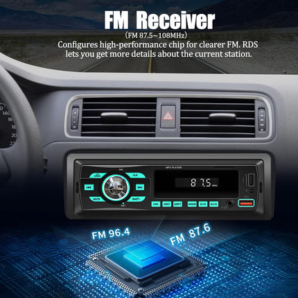 NHOPEEW 1 DIN autoraadio Bluetoothiga - FM-raadio vastuvõtja, tugi FM-raadio vastuvõtjale/USB/U-kettale/AUX-sisendile/TF-kaardile