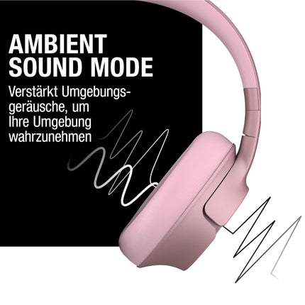 Fresh 'N Rebel Clam Fuse Bluetooth kõrvaklapid hübriidse aktiivse mürasummutusega, ENC mikrofoniga (täiuslikud kõned), juhtmevabad kõrvaklapid ümbritseva režiimiga, 45 tundi mänguaega (roosa)