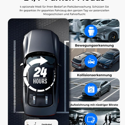 COOLCRAZY Dashcam Car Front Rear 4K Full HD Dual Dash Camera for Cars Built-in 5G WiFi GPS 64GB Card Car Camera with 3 Inch IPS Screen UHD 2160P Night Vision HDR App Control 24H Parking Monitor