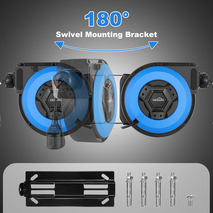 Professional Automatic Cable Reel with Bracket 15 m + 2 m | Wall and Ceiling Mounted Retractable Power Reel | 1500W ~ 3000W Automatic Cable Reel | 180° Rotatable | Cable Reel Protection Level IP44
