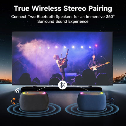 Tisco Portable Bluetooth Speaker with RGB Light - Bluetooth 5.3 Music Box 15 W Speaker, IPX7 Waterproof, 24h Playtime, AUX/TF Card/USB/TWS Pairing - For Outdoor, Party &amp; Travel (Blue)