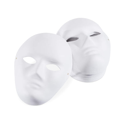 Relaxdays mask set of 20, for painting and crafting, carnival, Mardi Gras, cardboard face mask HxWxD 24 x 18.5 x 8 cm, white