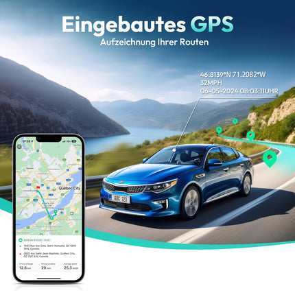 BOTSLAB auto armatuurlaud esi-taga, 4K auto armatuurlaud GPS WiFi-ga, topelt autokaamera 64GB SD-kaardiga, ADAS, öönägemine, 170° lainurk, WDR, 2.45" IPS, 24/7 parkimise jälgimine, tsükkelsalvestus