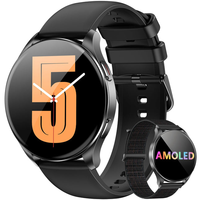 Blackview Smartwatch Men Women, 1.43'' AMOLED Screen, Virtual Always-On Clock, Fitness Watch with Phone Function, Make/Receive Calls, Sports Watch, Pedometer, Heart Rate Sleep Monitor, for Android iOS
