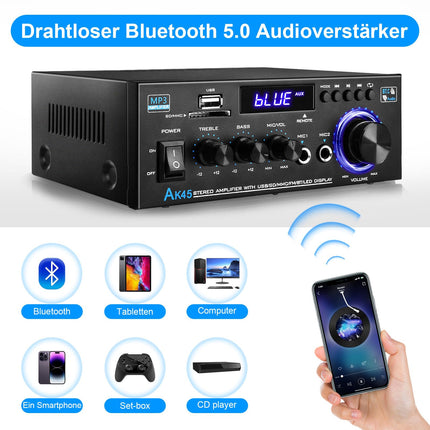 Hifi võimendi - KKMOL stereovõimendi, AK45 mini Bluetooth-raadio ja helivõimendi vastuvõtja, Wiimp võimendi, 12V/220V 400W 2 kanaliga digitaalne võimsusvõimendi, helivõimendi USB, SD-kaardi ja kaugjuhtimispuldiga