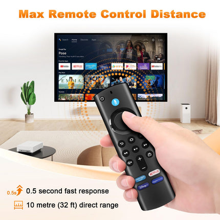 Replacement Voice Remote Control (3rd Gen) with Voice Function for Smart TV (2nd Gen/3rd Gen/Lite/HD), for Smart TV Cube (2nd Gen/3rd Gen), With Volume Buttons, Power Button