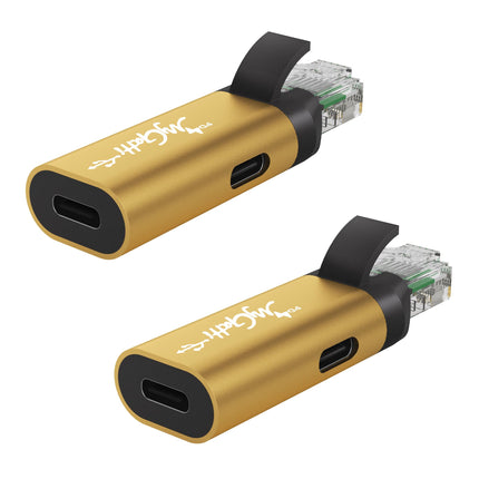 Mygatti USB C Etherneti adapter 100W PD liidesega/2 tk pakis, C-tüüpi emane - RJ45 isas, 1 Gbps, laadimine ja surfamine 2-ühes, kaasaskantav muundur, integreeritud nutikas kiip, ühildub arvuti ja sülearvutiga