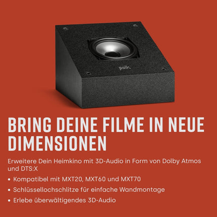 Polk Audio Monitor MXT60 kompaktne põrandakõlar, HiFi ja kodukino kõlar, Hi-Res sertifitseeritud, Dolby Atmos ja DTS:X ühilduv (tükk), must