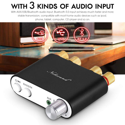 Nobsound NS-10G Mini Bluetooth 5.0 Digital Stereo Amplifier 100W HiFi Power Amp with Power Supply (Black)
