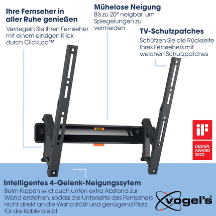 Vogel's Comfort TVM 3415 kallutatav teleri seinakinnitus 32–65-tollistele teleritele, max 25 kg, telerikinnitus max. VESA 400x400, universaalne ühilduvus