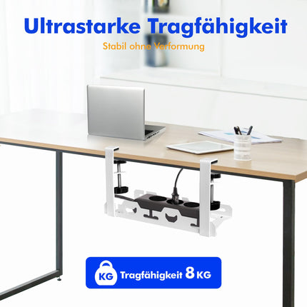 Mimoke reguleeritav kaablikorv laua alla, kontorisse ja töökohale, puurimist mittevajav, kaablite ja pistikupesade jaoks, vastupidav kaablikorraldaja, ventileeritud disain soojuse hajutamiseks, valge