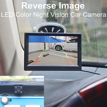 xinyida 12V-24V 12,7 cm (5 tolli) HD auto LCD-ekraan 4LED öise nägemisega veekindel auto tahavaatekaamera tagurdussüsteem autodele, maasturitele, kaubikutele, pikapidele ja veoautodele