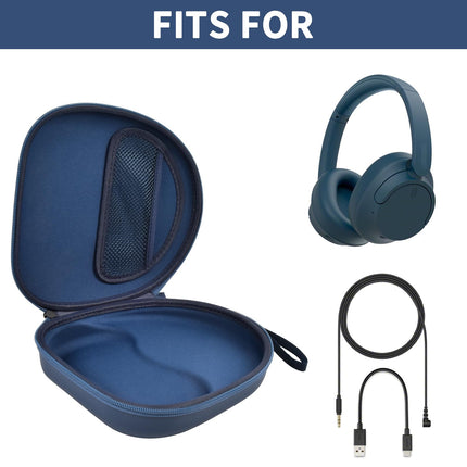 PAIYULE ümbris Sony WH-CH720N WH-CH520 WH-1000XM4 juhtmevabadele Bluetooth-kõrvaklappidele mürasummutusega, kõrvapealsed peakomplektid, kandekott, korraldaja, reisikoti tasku USB-kaabli jaoks (ainult karp) (sinine)