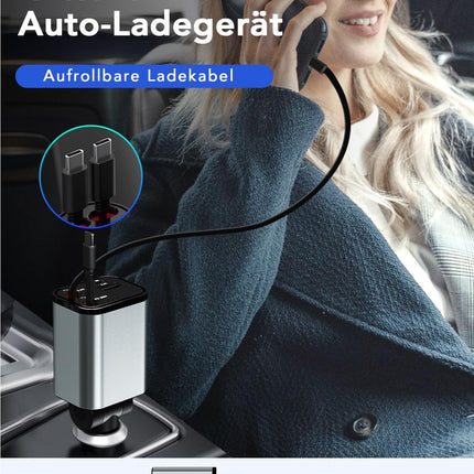 Aimteli sissetõmmatav autolaadija sigaretisüütaja USB-adapter autolaadija USB-C sigaretisüütajaga, ühildub iPhone 16/16 Pro Max/15/15Pro/AirPods/Galaxy S25/S25 Ultra/S24/S23/Google Pixel 9-ga