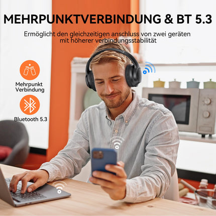 TECKNET Bluetooth-kõrvaklapid, juhtmevabad Bluetooth-kõrvaklapid 70 tundi mänguaega ja 5.3 BT, mikrofon telefonikõnede jaoks, HiFi-stereo, mäluvaht, kokkupandavad juhtmevabad kõrvaklapid reisimiseks/kontorisse/mobiiltelefoni/arvuti jaoks
