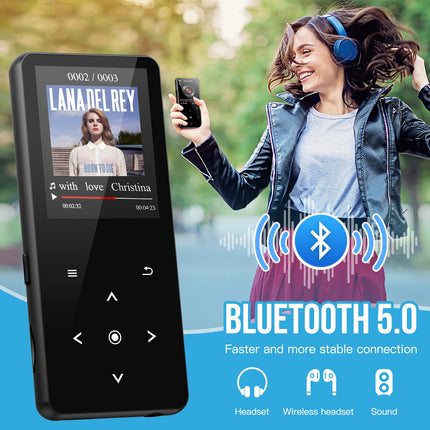 MP3-mängija 32 GB Bluetooth 5.0 kadudeta muusikapleier HiFi kaasaskantav kõlar sisseehitatud HD kõlar videosalvesti FM-raadio e-raamatu tugi kuni 128 GB