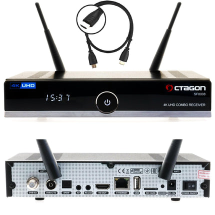 Octagon SF8008 UHD 4K Combo Receiver, Satellite, Cable &amp; DVB-T2 Receiver, E2 Linux &amp; Define OS, DVB-S2X &amp; T2C, with PVR recording function, Gigabit LAN, card reader, Sat to IP, Multistream, H.265, WiFi