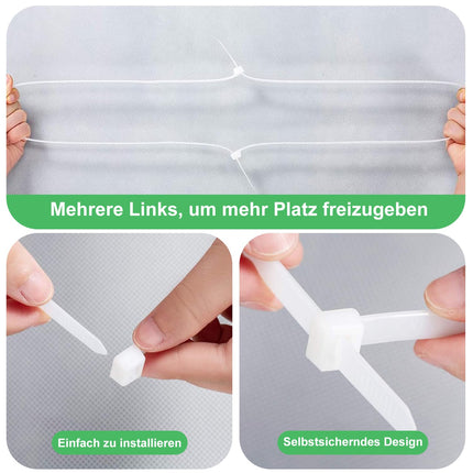 Cable Ties White Extra Long 100 Pieces 650 × 8.8mm Wide Cable Ties with 70 kg tensile strength Can be used indoors and outdoors for cable management