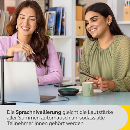 Jabra Speak2 40 Portable Speakerphone, 4 Noise-Cancelling Microphones, 50 mm Wideband Speaker, Wideband Audio, with USB-A and USB-C, Certified for Zoom and Google Meet, Dark Grey