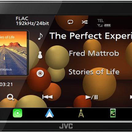 JVC KW-M875DBW - 17,3 cm (6,8") digitaalne meedia AV-vastuvõtja juhtmevaba CarPlay ja Android Auto funktsiooniga (4x50W, DAB+/FM, BT, 3x eelväljundit 4V, USB-C, iPod/iPhone'i juhtimine)