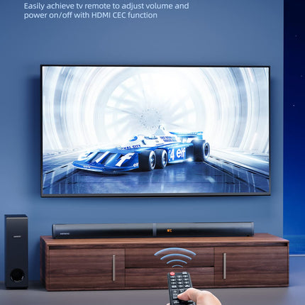 MEREDO 180W 2.1 kõlaririba 2-ühes eemaldatav kõlaririba telerile 5,25-tollise subwooferiga, toetab ARC/BT 5.0/optilist/AUX, 5 ekvalaiserit (kõrged ja bassid), 3D ruumiline heli kodukinole - 94 cm