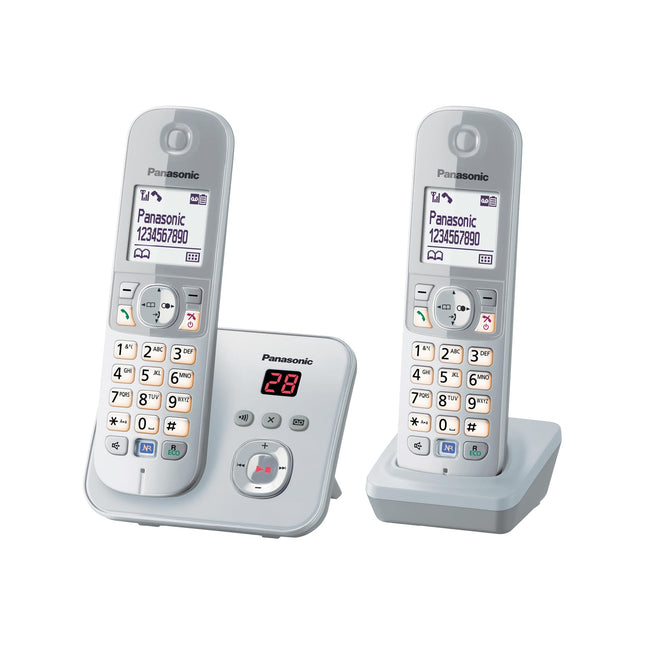 Panasonic KX-TG6822GS DECT juhtmeta telefon automaatvastajaga (madala kiirgusega, ökorežiim, GAP-telefon, lauatelefon, kõnepiirang, DUO) pärlhõbedane