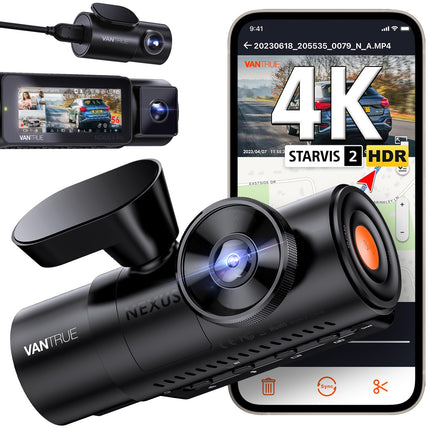 VANTRUE N4 Pro 3 HDR 4K+ 1080P+ 1080P STARVIS 2 autoregistraator, 5G WiFi PlatePix™ GPS-registraator, 360° parkimiskaamera, IR-öine nägemine, häälkäsklused, privaatsusrežiimid, 2,45” 1 TB max