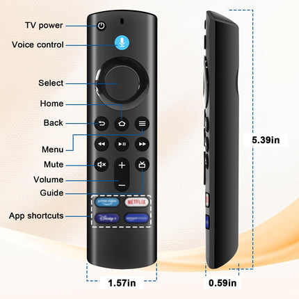 Replacement Voice Remote Control (3rd Gen) with Voice Function for Smart TV (2nd Gen/3rd Gen/Lite/HD), for Smart TV Cube (2nd Gen/3rd Gen), With Volume Buttons, Power Button