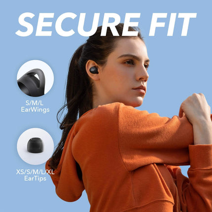 Soundcore A1 kõrvasisesed spordi Bluetooth-kõrvaklapid, juhtmevabad kõrvaklapid kohandatud heliga, 35 tundi taasesitust, juhtmevaba laadimine, USB-C laadimine, IPX7 veekindlus, nuppudega juhtimine