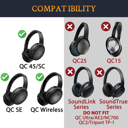 SOULWIT jahutava geeliga vahetuskõrvapadjad Bose QuietComfort 45 (QC45)/QuietComfort SE (QC SE)/uute Quiet Comfort juhtmevabade kõrvaklappide jaoks, kõrvaklapid suure tihedusega mürasummutusvahuga