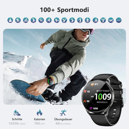 Blackview Smartwatch Men Women, 1.43'' AMOLED Screen, Virtual Always-On Clock, Fitness Watch with Phone Function, Make/Receive Calls, Sports Watch, Pedometer, Heart Rate Sleep Monitor, for Android iOS