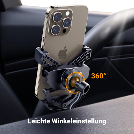 UGREEN autotelefoni hoidik 360° pööratav mobiiltelefoni hoidik autoventilatsiooniga, gravitatsioonisüsteemi ja metallist konksklambriga navigeerimiseks. Ühildub mudelitega 16, 15, 14, 13, 12Pro Max, Galaxy 23 Ultra jne.