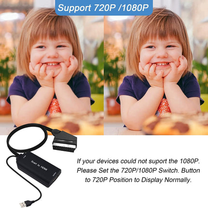 AMANKA SCART-HDMI kaablimuundur, adapter ja SCART-kaabel Full HD 1080P video- ja helimuundur HDTV, STB, VHS, Xbox, PS3, Sky, DVD, Blu-ray jne jaoks.