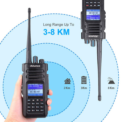 Retevis Ailunce HD1 10W DMR amatöörraadio, GPS, kahe sagedusala, digitaalne kahesuunaline raadio, C-tüüpi 3200mAh aku, IP67 veekindel, 16 klahvi DTMF, ühildub amatöörraadioga (1 pakk, must)