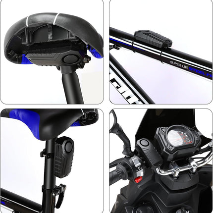 Bicycle Alarm, 113dB Anti-theft Alarm with Remote Control, Vibration Motion Sensor Waterproof Alarm for Motorcycle, Scooter, Bicycle, Door