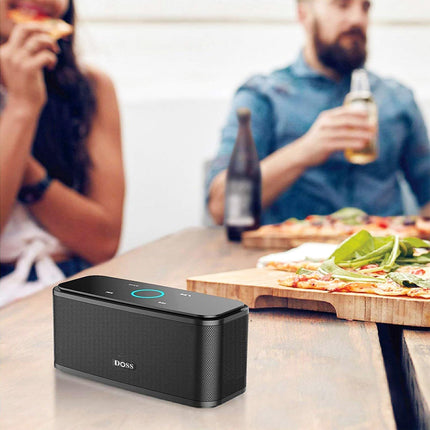 DOSS SoundBox Bluetooth Speaker, Bluetooth 5.0 Music Box, Full-Range Driver, 20H Playtime, Touch Control, IPX5 Waterproof, Bluetooth Speakers for Mobile, Home, Garden, Travel - Black